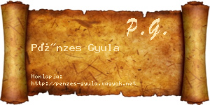 Pénzes Gyula névjegykártya